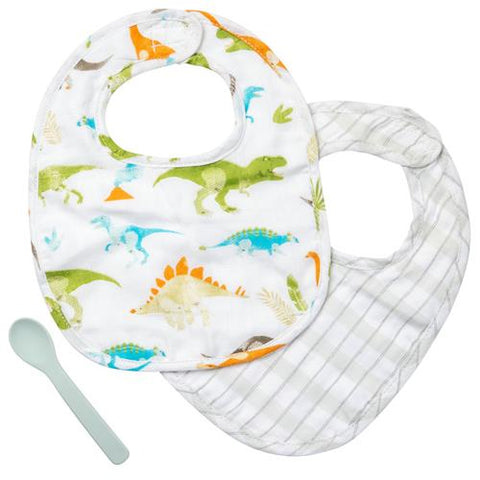 Muslin Bib and Spoon Set - Dino