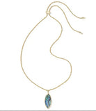 OPHELIA LARGE LONG PENDANT NECKLACE GOLD ABALONE SHELL