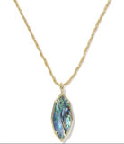 OPHELIA LARGE LONG PENDANT NECKLACE GOLD ABALONE SHELL