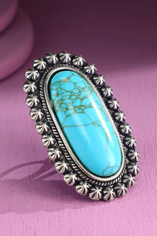 Urbanista - Western Oval Turquoise Cuff Ring
