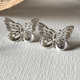 Carol Young Silver - Butterfly Earrings, Silver Tone on CARD/ Jewelry