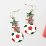 Sensibling Corp. - Mexico Glittered Double Star Soccer Ball Drop Earrings