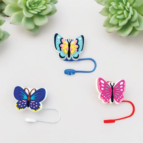 Silicone Straw Topper Set - Butterfly 3-Piece 10MM