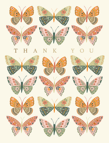 Beautiful Butterfly Rows Boxed Thank You Cards Boxed