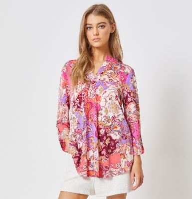 Pink Paisley Print Lizzy Top