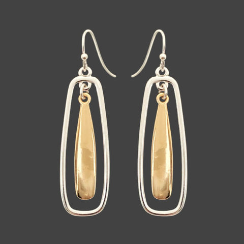 Ashley Long Drops With Inner Dangles Two Tone Earrings