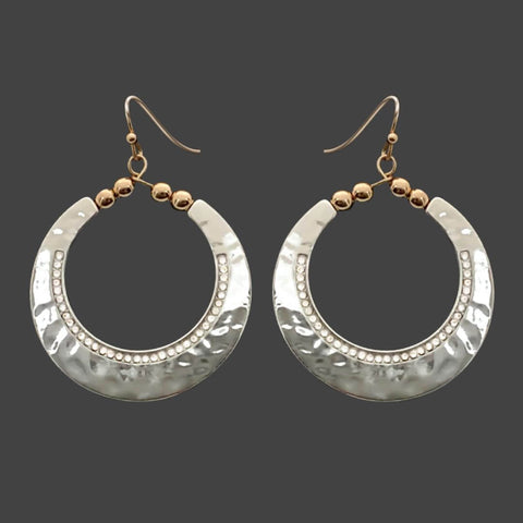 Lilly Rounds With Beads & Crystals Two Tone Earrings