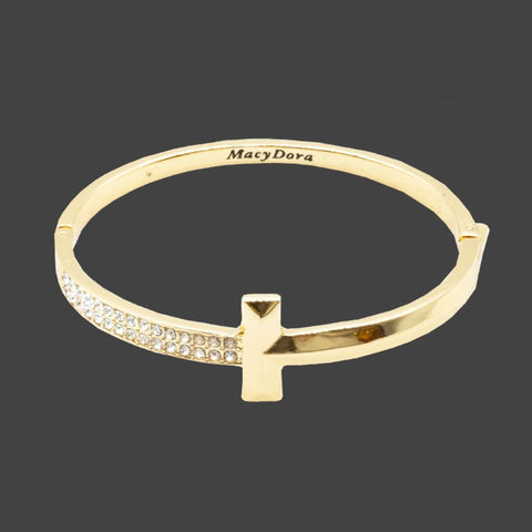 Adeline Crystal Cross Bangle Bracelet