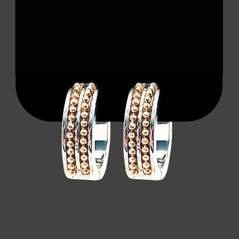 Huggies 2 Silver Hoops With Gold Beads Earrings