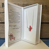 Carol Young Silver - Cardinal with Hearts Jewelry Necklace in Box