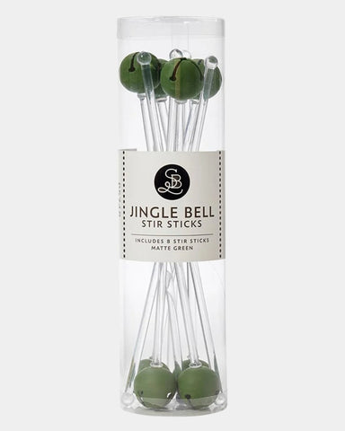 Matte Green Jingle Bell Stirring Sticks
