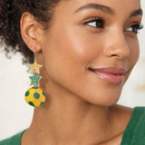 Sensibling Corp. - Mexico Glittered Double Star Soccer Ball Drop Earrings