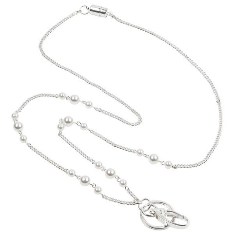 Breakaway Beaded ID Necklace - Vanessa - Silver and Pearl