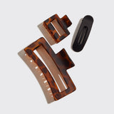 KITSCH - Recycled Plastic Assorted Claw Clips- Rectangle Open Shape