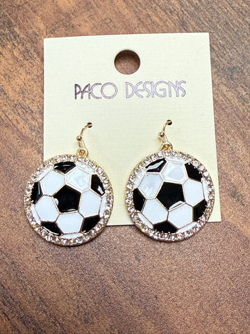 Paco Designs - Soccer Earring with Bling Trim Earrings