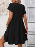 Summer Ruffle Hem Dress with Flattering V Neck Casual Style