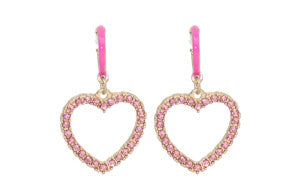 EPOXY Crystal pink HEART earrings