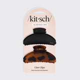 KITSCH - Recycled Plastic Medium Claw Clips 2pc - Black & Tort