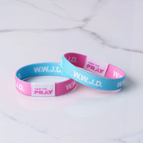 Wristband Blue & Pink WWJD