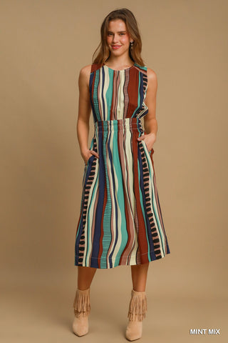 Abstract Print Midi Dress