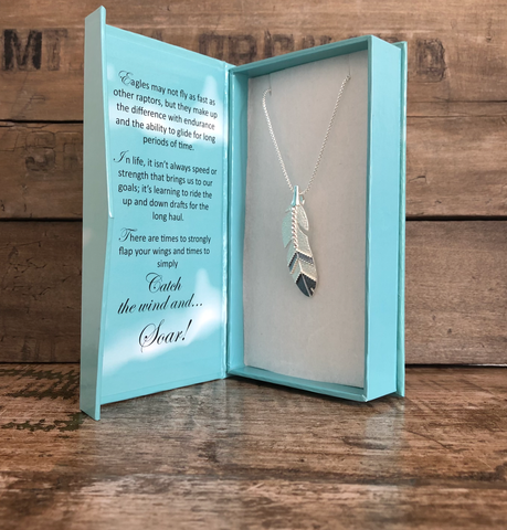 Carol Young Silver - Eagle Feather Jewelry Necklace in BOX