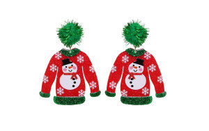 SNOWMAN SWEATER POM earrings