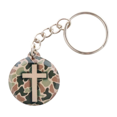 Keychain River Rock Camo + Cross