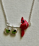 Carol Young Silver - Cardinal with Hearts Jewelry Necklace in Box