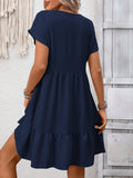 Summer Ruffle Hem Dress with Flattering V Neck Casual Style