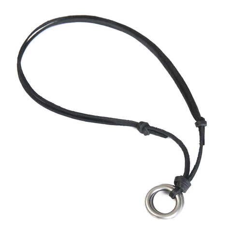 Mad Man - Leather Double Ring Necklace | Men's Ring Charm Necklace