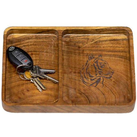 The Royal Standard - Tiger Etched Wood Valet Tray   Natural   10x7x1