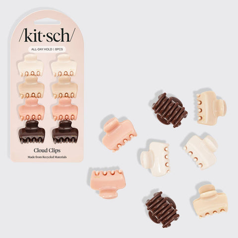 KITSCH - Recycled Plastic Mini Cloud Claw Clips 8pc Set - Rosewood