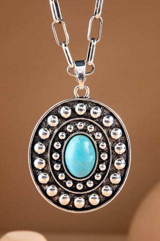 Urbanista - Turquoise Oval Concho Medallion Necklace