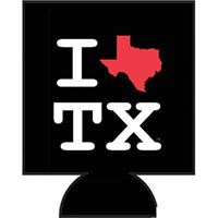 Black I Love Texas Koozie