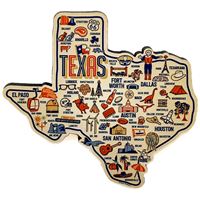Texas Icons Map Wood Magnet