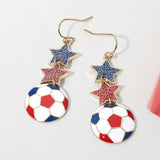 Sensibling Corp. - Mexico Glittered Double Star Soccer Ball Drop Earrings