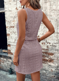 Sleeveless Eyelet Dress Square Neck Drawstring Summer