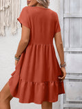 Summer Ruffle Hem Dress with Flattering V Neck Casual Style
