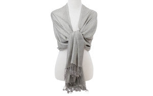 SHAWL silver metal FLECKS with FRINGE