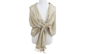 SHAWL gold metal FLECKS with FRINGE