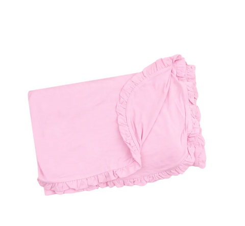 Ruffle Receiving Blanket - Solid Nosegay Pink - 35X26