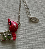Carol Young Silver - Cardinal with Hearts Jewelry Necklace in Box