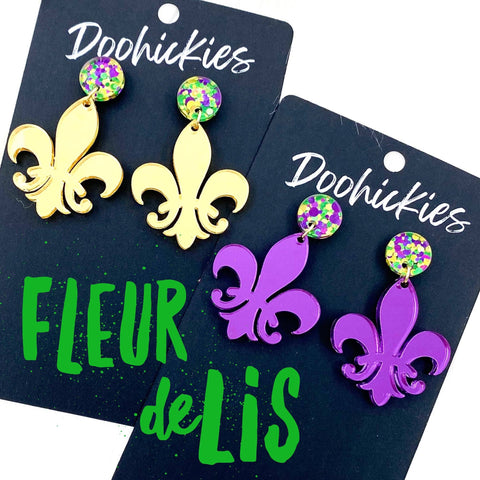 2" Fleur de Lis Acrylic Dangles (2 Color Options) -Earrings