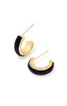 AINSLEY HUGGIE EARRINGS GOLD BLACK ENAMEL