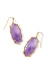 ELLE BAMBOO FRAME DROP EARRINGS	GOLD DARK PURPLE AMETHYST