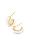 AINSLEY HUGGIE EARRINGS GOLD WHITE ENAMEL