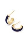 AINSLEY HUGGIE EARRINGS GOLD NAVY ENAMEL