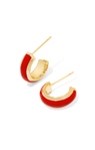 AINSLEY HUGGIE EARRINGS GOLD RED ENAMEL