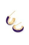 AINSLEY HUGGIE EARRINGS GOLD PURPLE ENAMEL