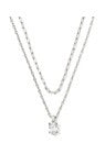 CAILIN MULTI STRAND NECKLACE SILVER WHITE CRYSTAL